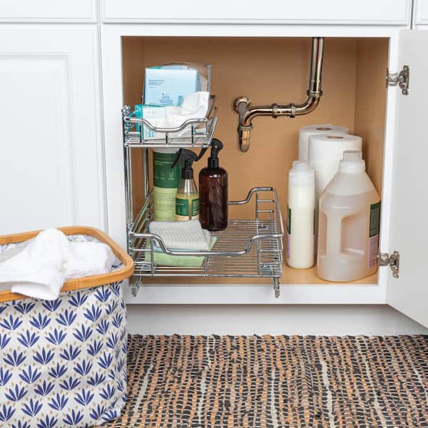 2-layer Under Sink Organizer And 1-pack Sliding L-shaped Bathroom