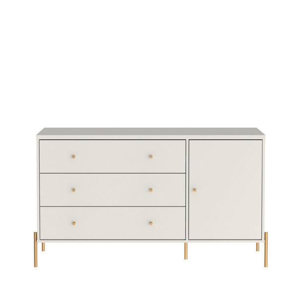 Manhattan Comfort Jasper 54.68 in. 3-Drawer Off White Dresser (31.14 in. H x 54.68 in. W x 17.51 in. D)