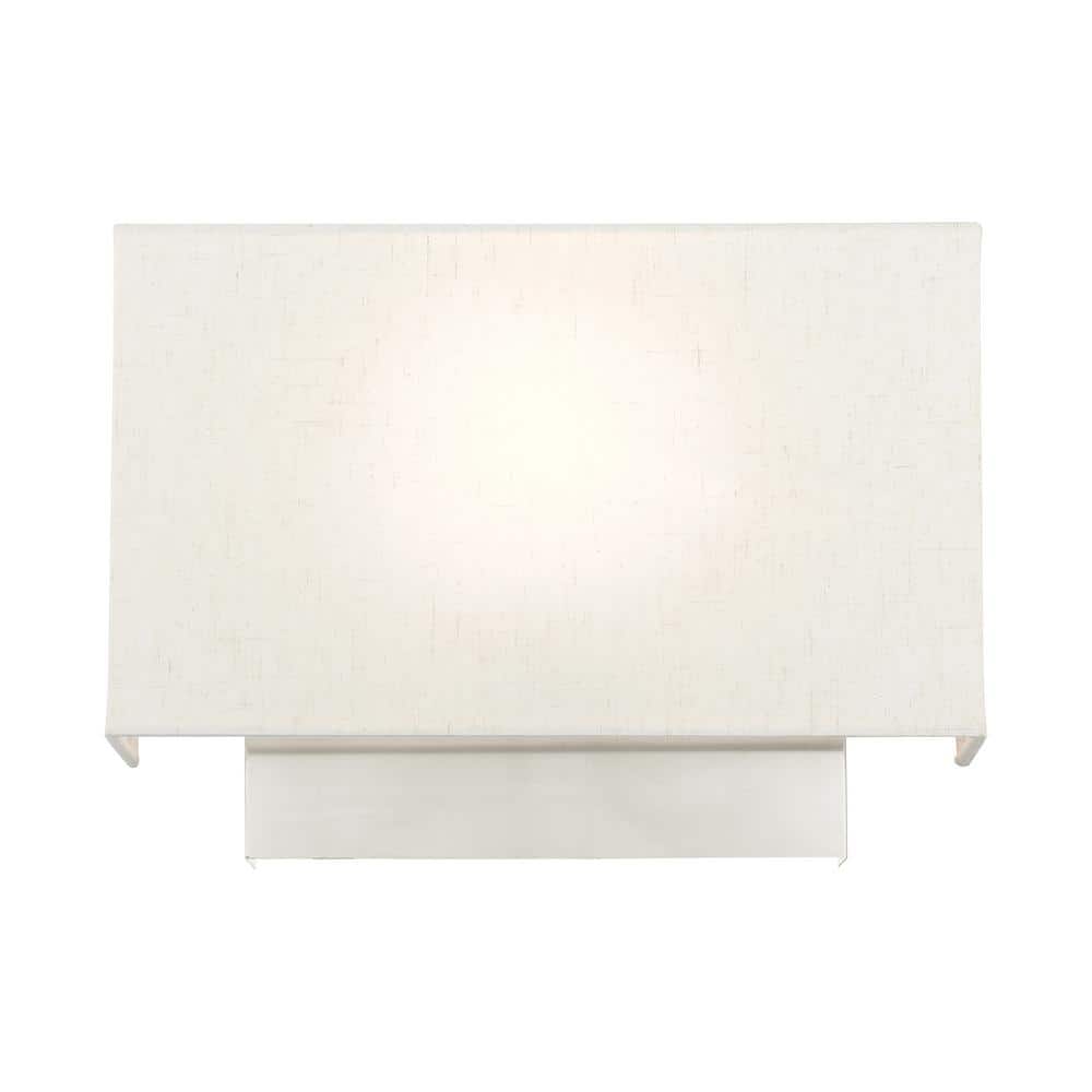 Meadow Brushed Nickel Modern 1-Light ADA Sconce with Oatmeal Shade