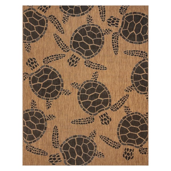 Paseo Tortue Chestnut/Black 5 ft. x 7 ft. Animal Print Indoor/Outdoor Area Rug