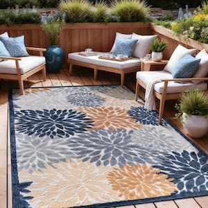Multi 8 ft. x 10 ft. Equator Floral Tropical Indoor Outdoor Area Rug