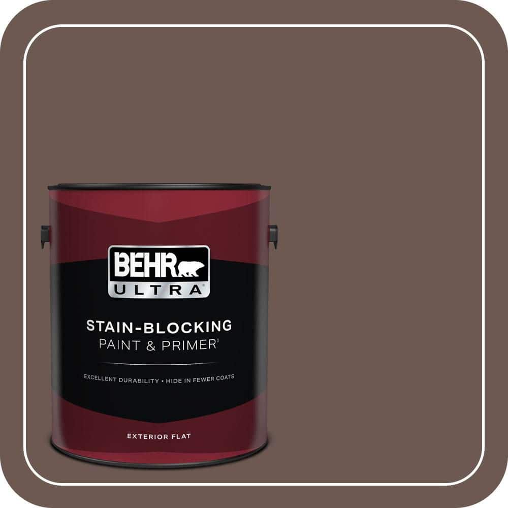 BEHR ULTRA 1 gal. #N180-7 Oiled Teak Flat Exterior Paint & Primer