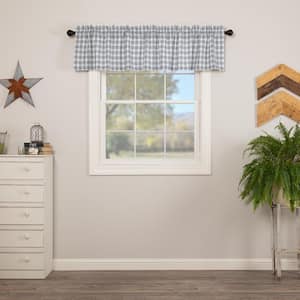 Sawyer Mill Plaid 72 in. L x 16 in. W Cotton Valance in Denim Blue Soft White