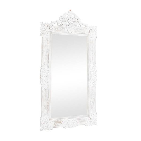 Grayson Lane 36 in W x 69 in H White Intricately Carved Acanthus Framed Wall Mirror 78038