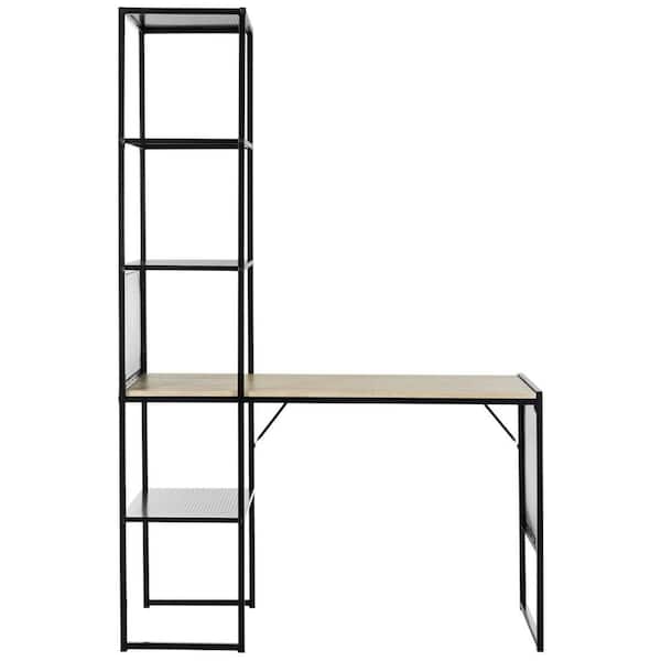 SAFAVIEH 47 in. Rectangular Black Writing Desk with Shelves