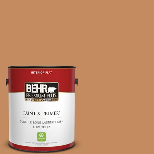 BEHR PREMIUM PLUS 1 gal. #PPU3-13 Glazed Ginger Flat Low Odor Interior Paint & Primer