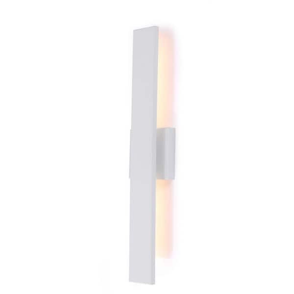 22 in. 2-Light White Porch Sconce Outdoor Integrated LED Wall Light