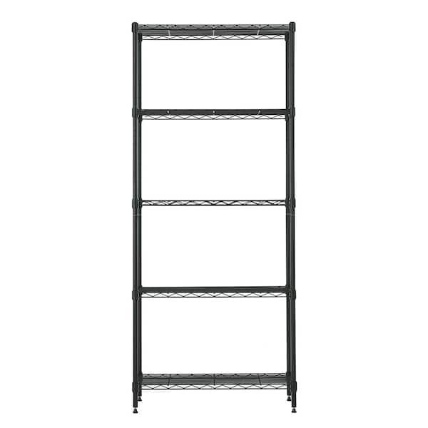 Muscle rack 5 tier wire shelving unit with 2025 hooks in silver