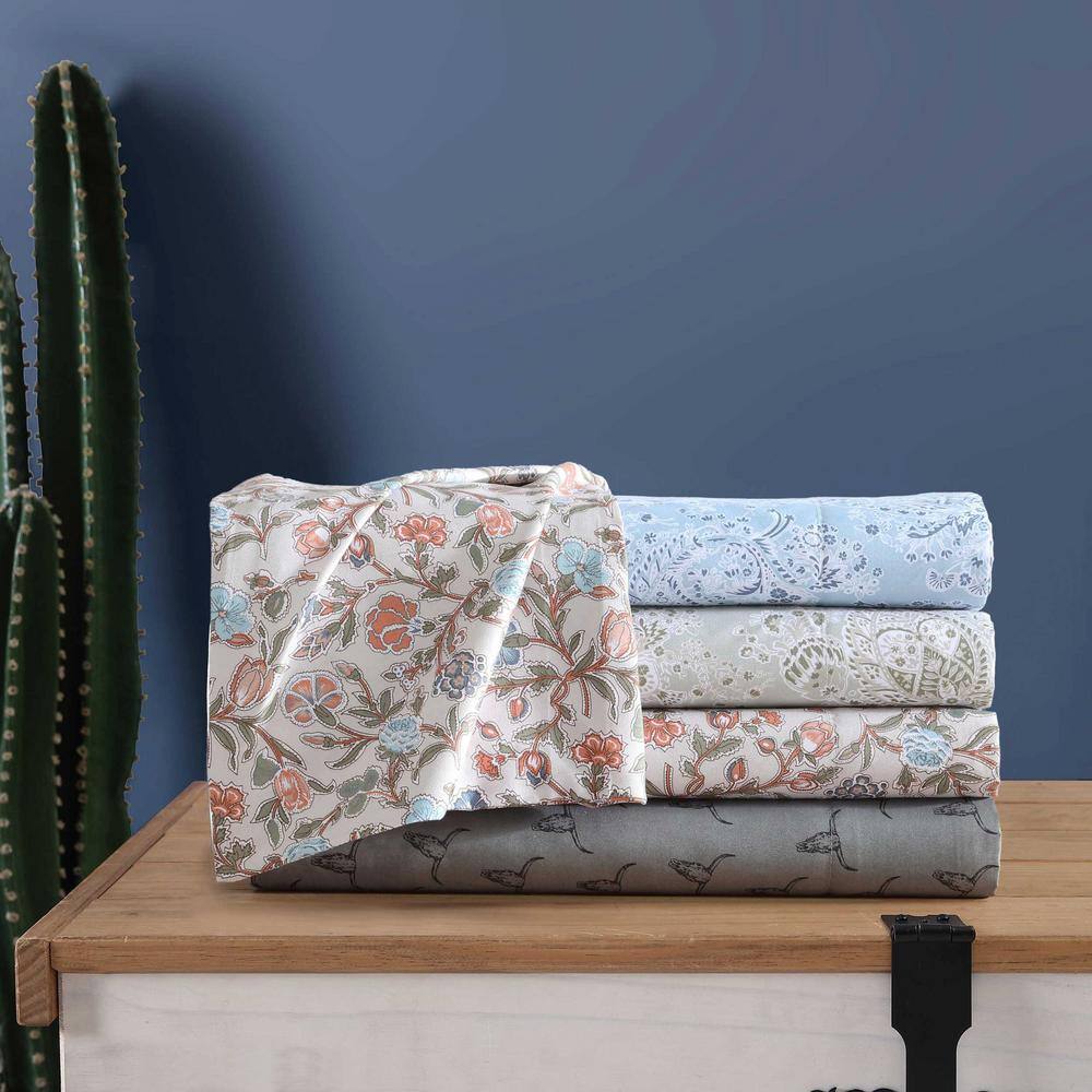 Prairieland Paisley Blue King Microfiber Sheet Set