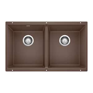 PRECIS 29.75 in. Undermount 50/50 Double Bowl Cafe Granite Composite Kitchen Sink