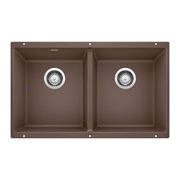 PRECIS 29.75 in. Undermount 50/50 Double Bowl Cafe Granite Composite Kitchen Sink