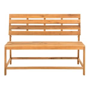 Ruben 45.3 in. 2-Person Natural Brown Acacia Wood Outdoor Bench/Table