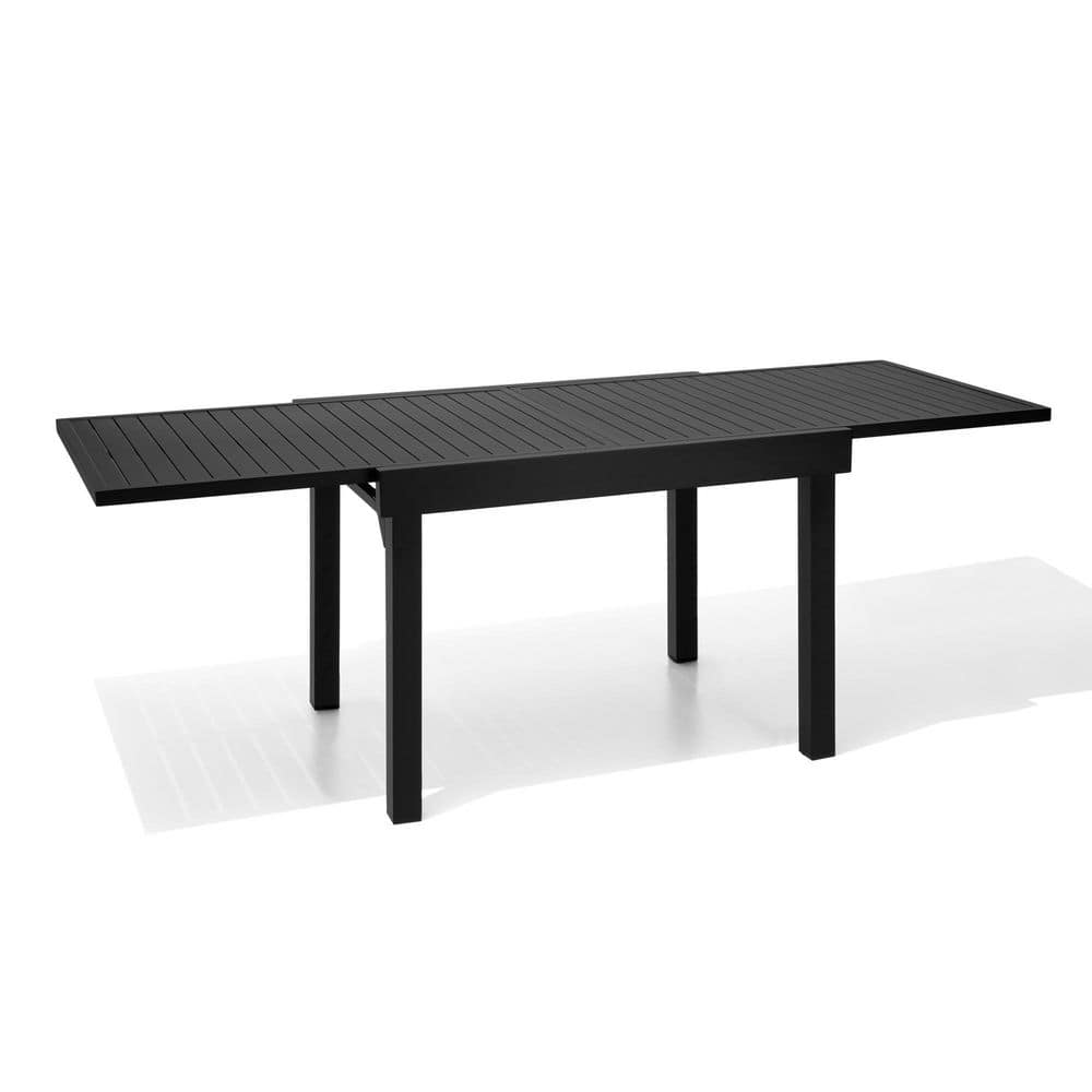 82.7 in. Expandable Rectangle Outdoor Dining Table Aluminum Frame Patio Dining Table for 4-8 Outdoor Furniture in Black price history on PriceWatchPro