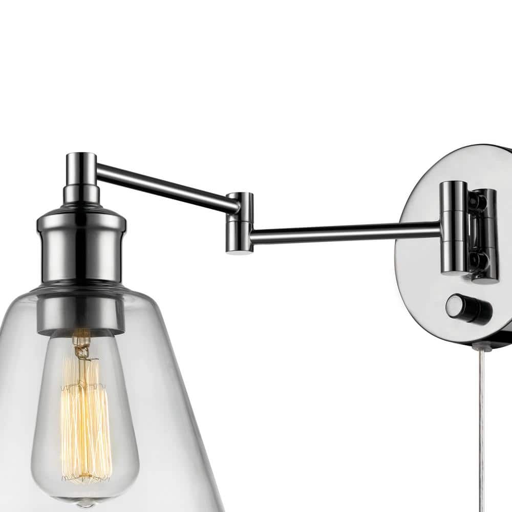 LeClair 9.5'' Chrome Industrial Wall Sconce with Clear Glass Shade