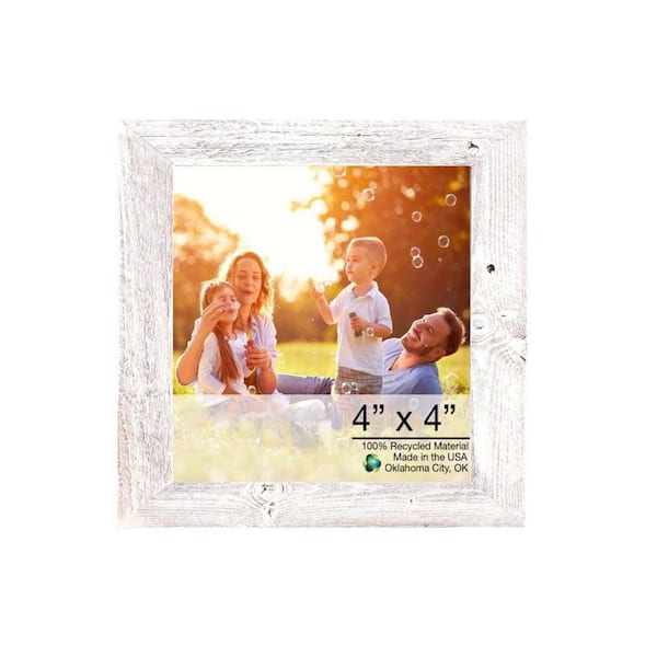 HomeRoots Victoria 4 in. x 4 in. Whitewash Picture Frame