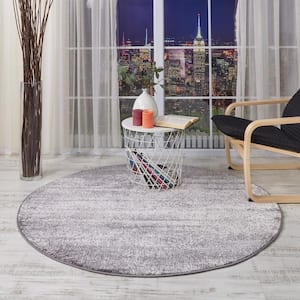 Florida Gray 5 ft. x 5 ft. Modern Abstract Round Area Rug