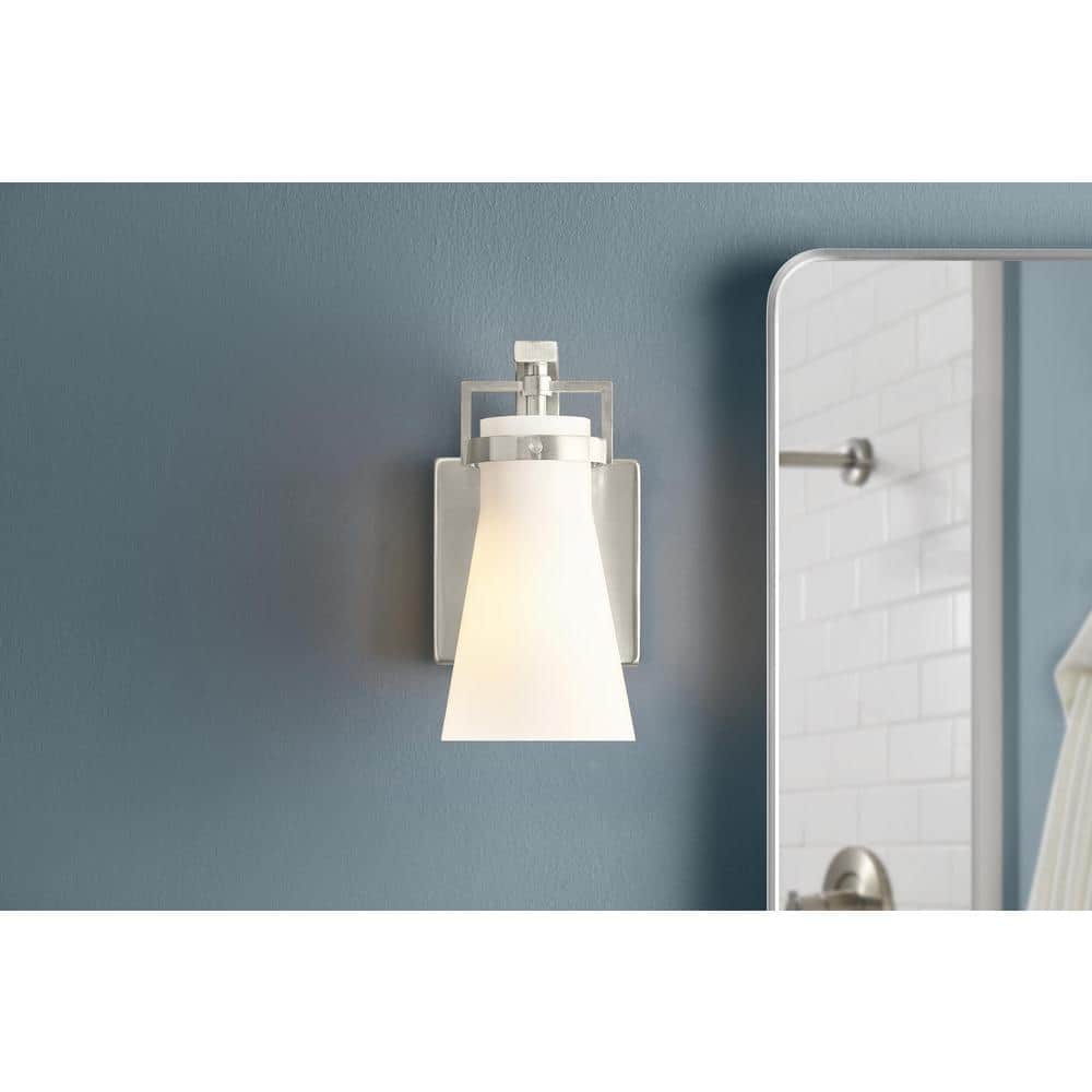 Clermont 5 in. 1-Light Brushed Nickel Bathroom Vanity Light Sconce with Milk Glass Shade price history on PriceWatchPro