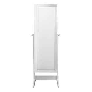 Adele Cheval Pristine White Floor Mirror Jewelry Armoire with LED Lights