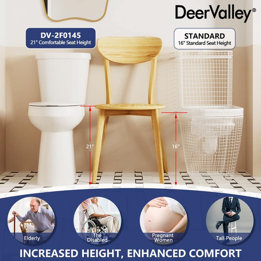 21'' White Ceramic Dual-Flush Elongated Two-Piece Toilet with Seat