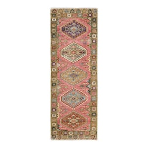 One-of-a-Kind Hand Knotted Oushak Traditional Wool Pink Area Rug 2' 8" x 7' 10"