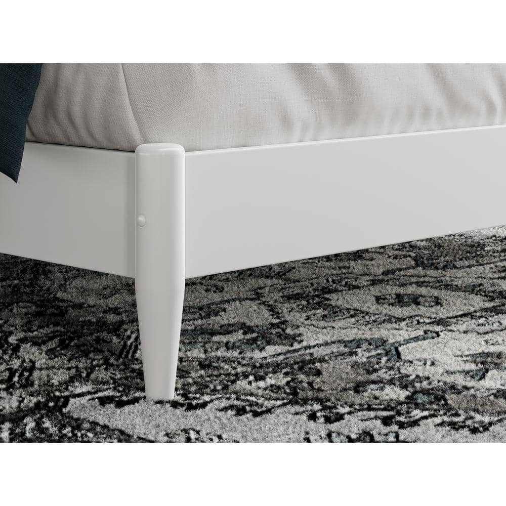 Charlotte White Solid Wood Queen Platform Bed with Headboard