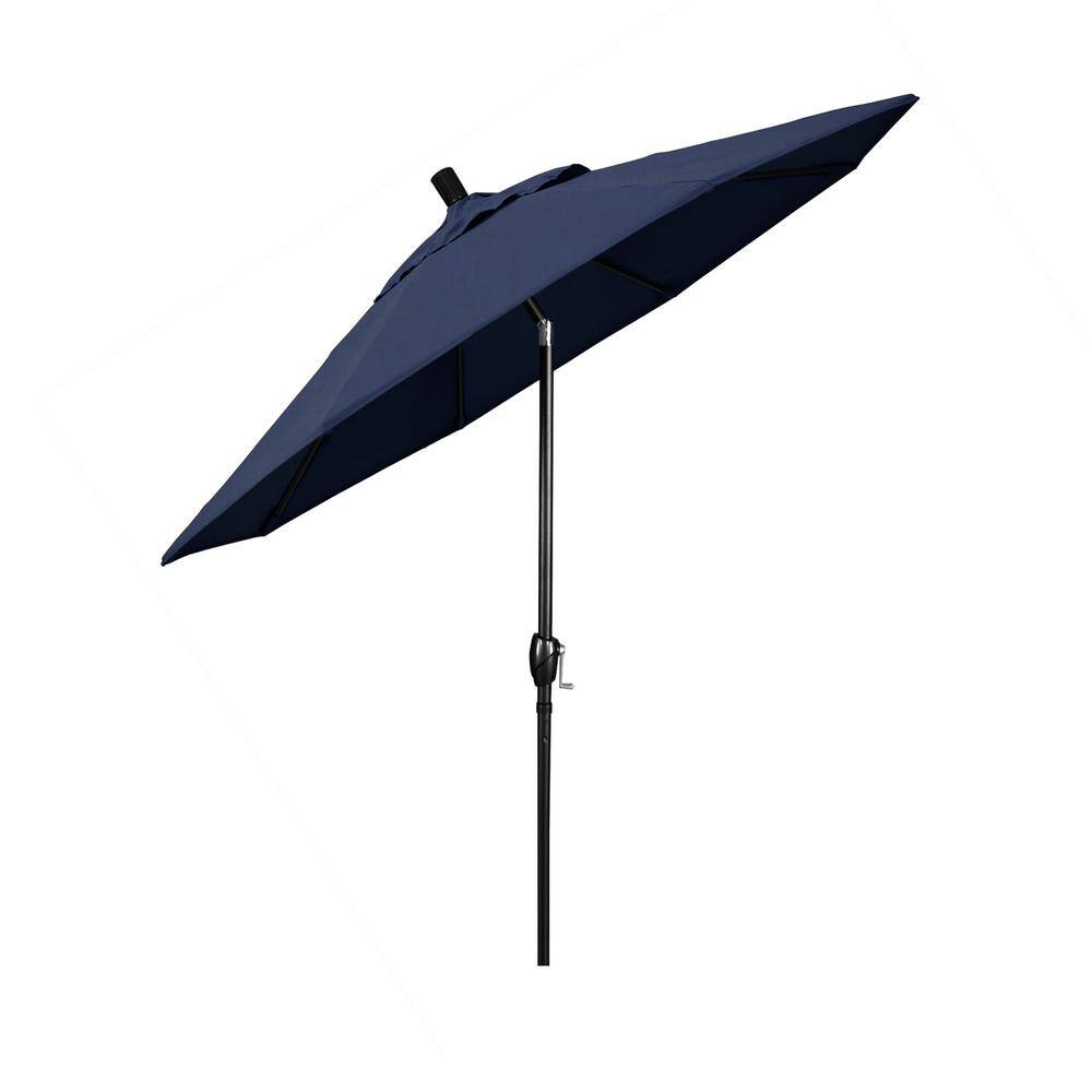 7.5 ft. Black Aluminum Market Patio Umbrella with Indigo Canopy