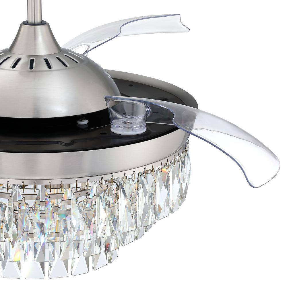 Sofia 42" Brushed Nickel Ceiling Fan with Clear Acrylic Blades and LED Light