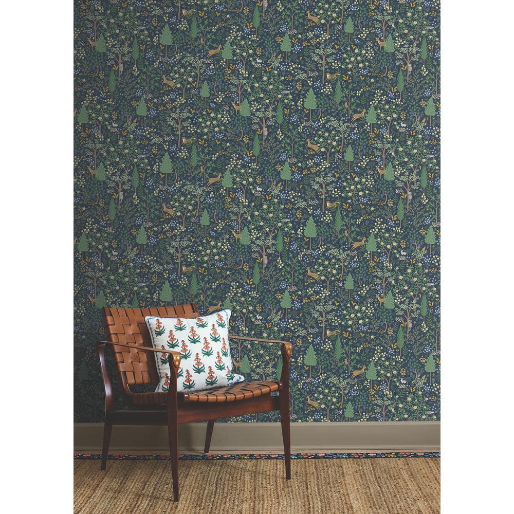 Woodland Navy and Green Peel and Stick Wallpaper