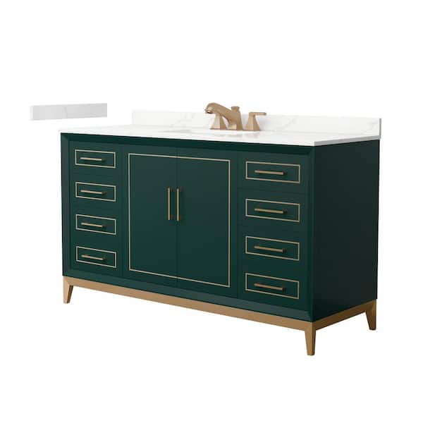 Wyndham Collection Marlena 60 in. W x 22 in. D x 35.25 in. H Single Bath Vanity in Green with Giotto Quartz Top