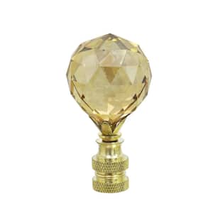 2-1/4 in. Amber Faceted Crystal Lamp Finial with Brass Plated Finish (1-Pack)