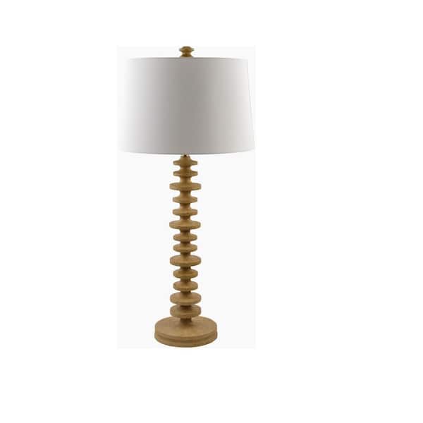 Galey Alix x Livabliss Merrill Modern Bevel Table Lamp, 37 in. H x 17 in. W x 17 in. D, Beige