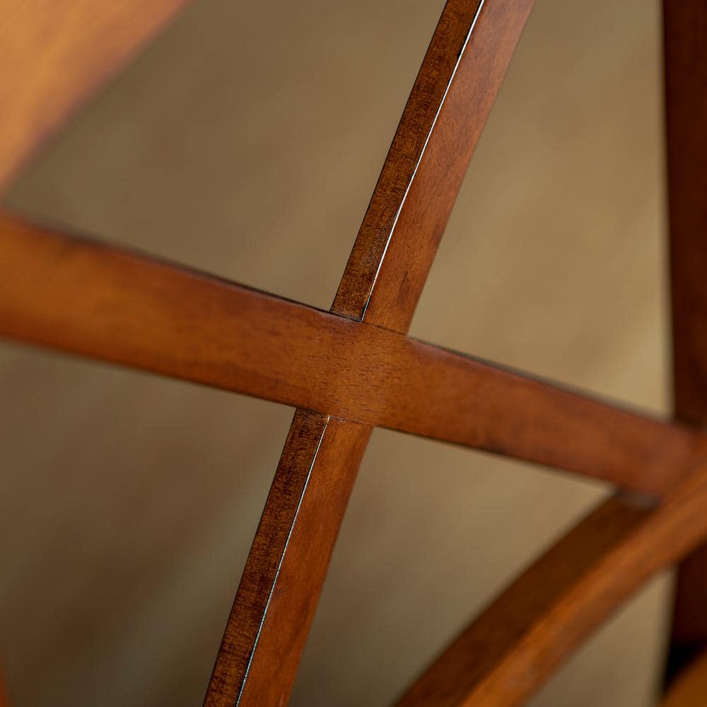 Antique Brown Cross-Back Solid Wood Dining Chair Set