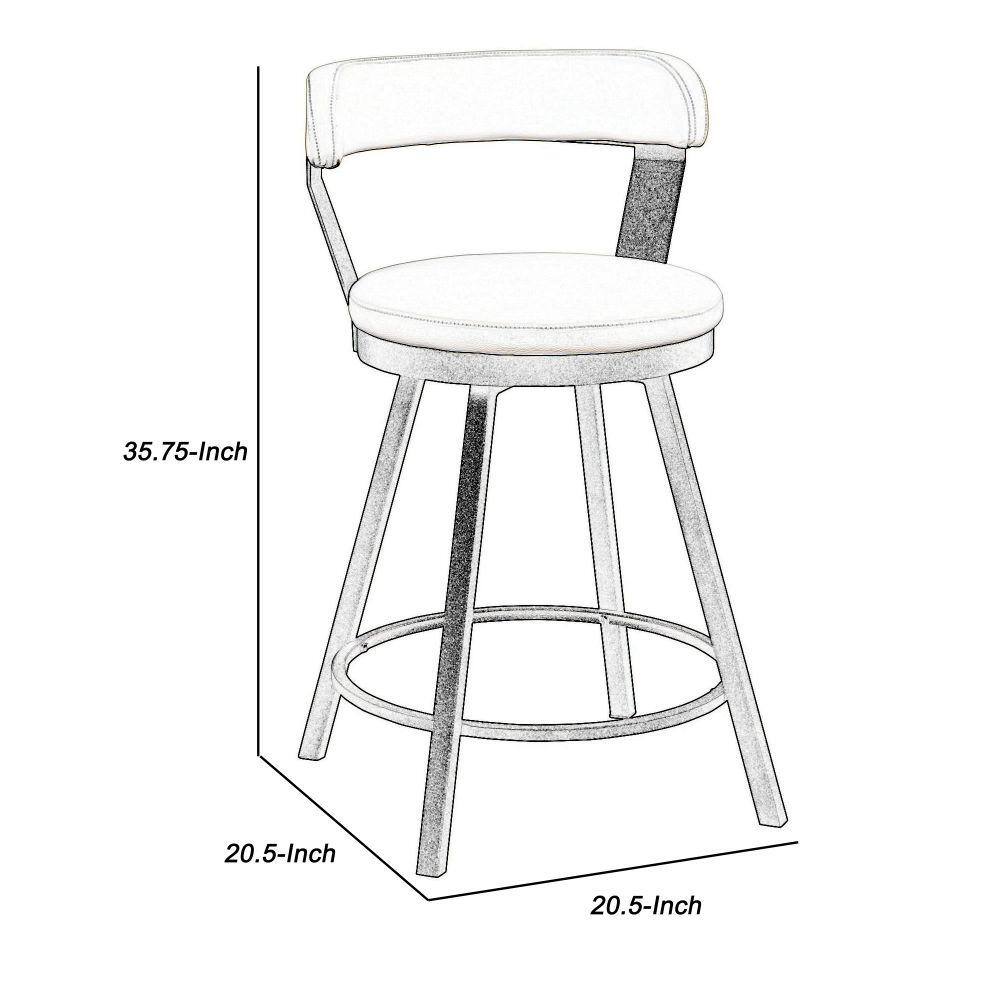 Elysian White Leatherette Swivel Counter Chair with Metal Base, Set of 2