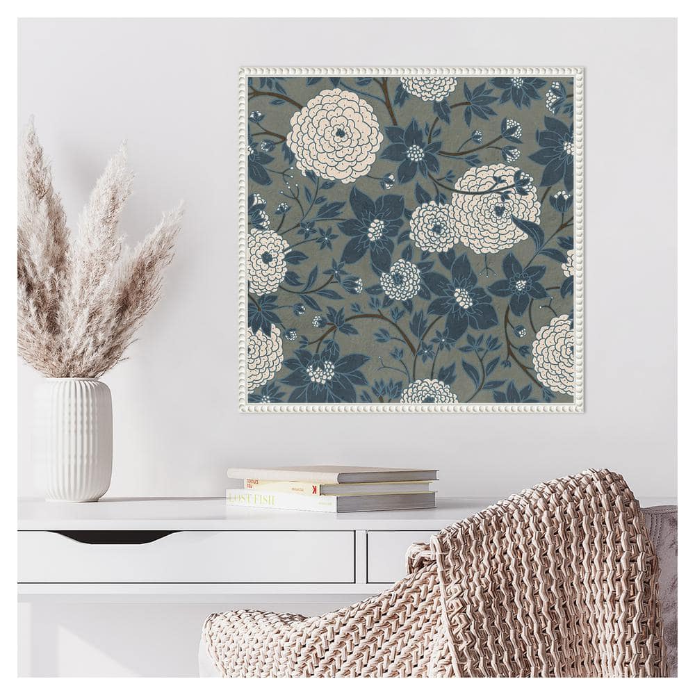 22" x 22" White Framed Abstract Floral Canvas Print