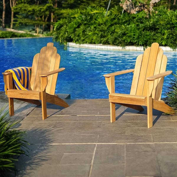 Cambridge Casual Miller Outdoor Unfinished Teak Wood Adirondack Chair in Natural Teak (Set of 2)