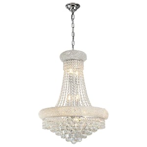 Modern Chandelier 22 in. 12-Light Silver Empire Crystal Globe Chandelier for Dinning Room, Kitchen Island, Foyer