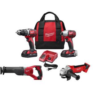 M18 18V Lithium-Ion Cordless Drill Driver/Impact Driver Combo Kit (2-Tool) W/ Reciprocating Saw & Cut-Off/Grinder