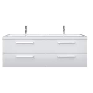 Surf 57 in. W x 19 in. D x 24 in. H Bathroom Vanity in White with White Acrylic Top with White Sink