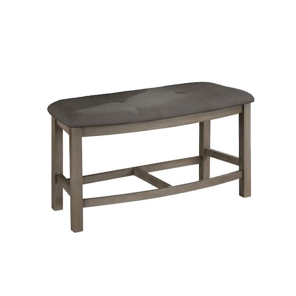 Best Quality Furniture Esmeralda Grey Color Linen Fabric Counter Height dining Bench Backless With Footrest 18 in. W.
