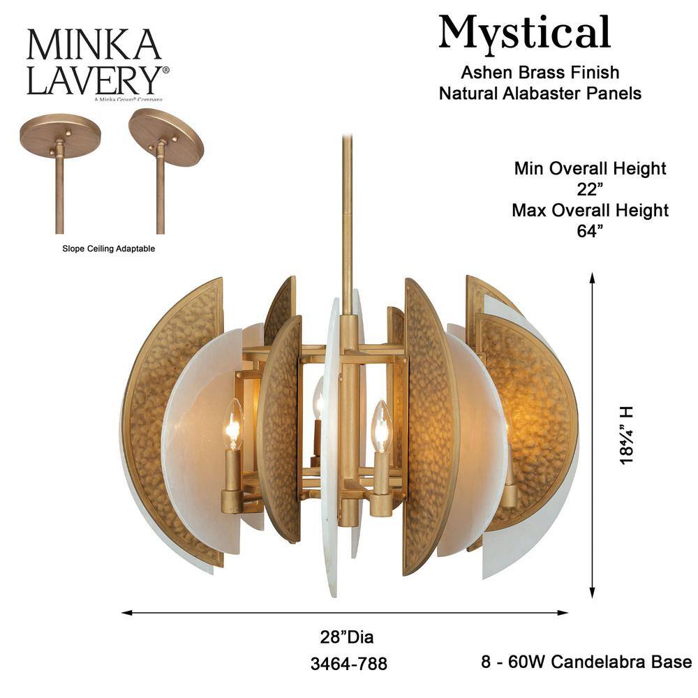 Ashen Gold 8-Light Chandelier with Alabaster Stone Shades