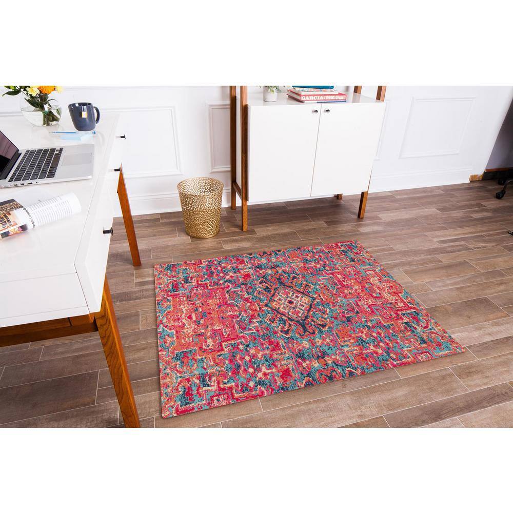 Merida Multicolor Jacquard Polyester Rectangular Chair Mat