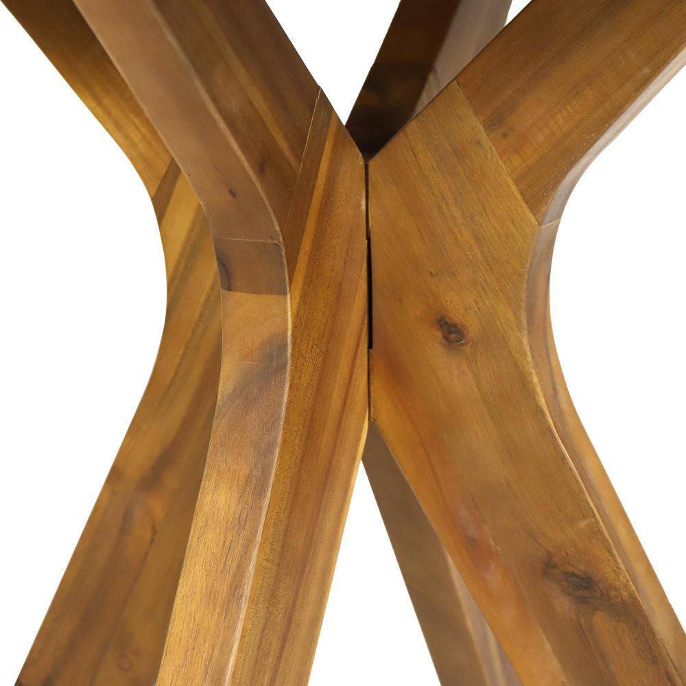 Teak Round Acacia Wood Outdoor Bistro Table with X Legs