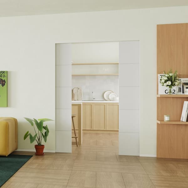 TENONER 64 in. x 80 in. 5-Panel, White UV Primed, Composite Solid