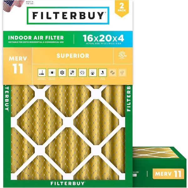 16 in. x 20 in. x 4 in. MERV 11 (FPR 7) Allergen Defense Pleated HVAC AC Furnace Air Filters Replacement (2-Pack)