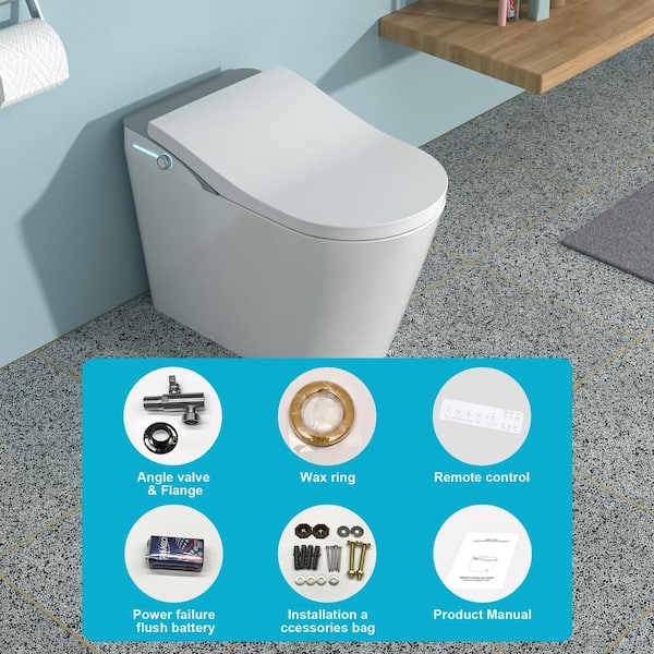 ANGELES HOME Elongated Smart Bidet Toilet with Heated Seat, Foot Sensor, and Smart Remote Control