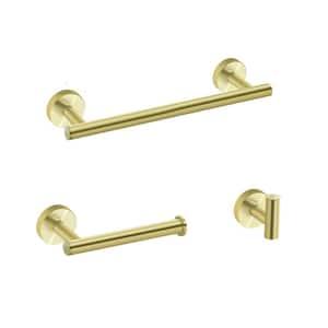 3-Piece Bath Hardware Set with Robe Hook, Toilet Paper Holder, and Towel Bar - Elevate Your Bathroom Style in Gold