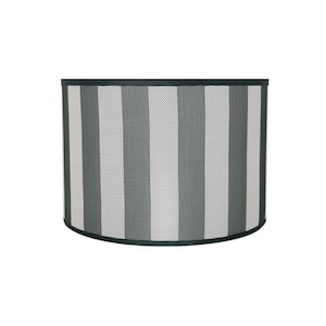 16 in. x 11 in. Hunter Green and White and Striped Pattern Drum/Cylinder Lamp Shade