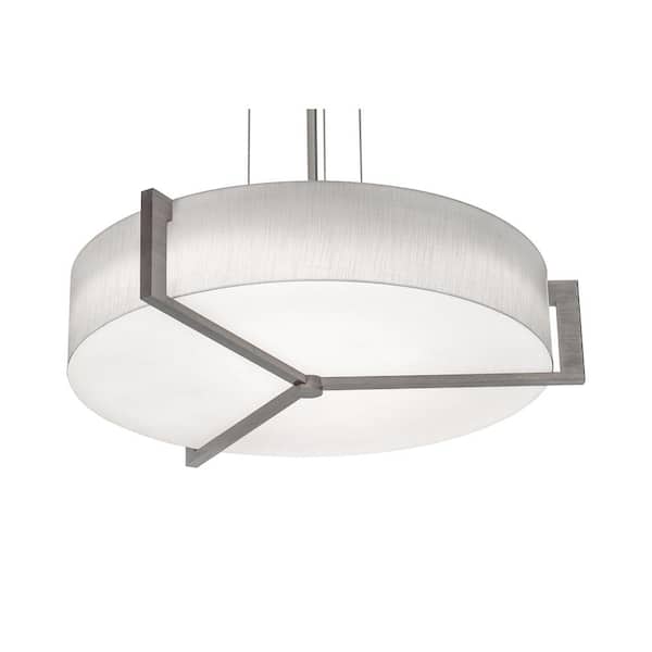 AFX 42-Watt 1-Light Satin Nickel, Linen White, Weathered Grey, White Shaded Integrated LED Pendant-Light with Fabric Shade