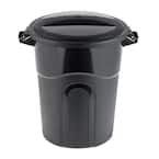 Rubbermaid Roughneck 32 Gal. Vented Black Round Trash Can with Lid 2149500