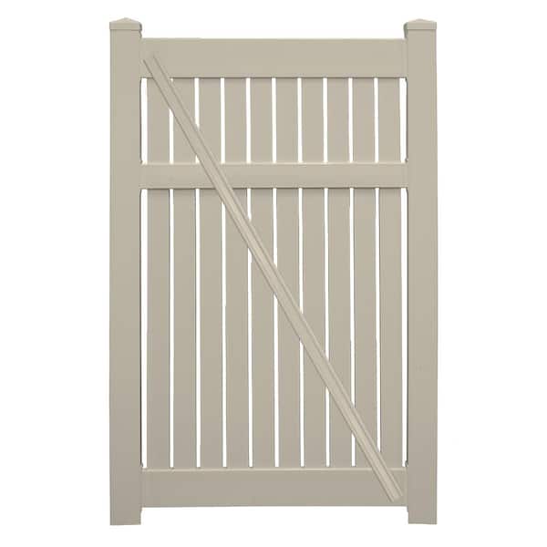 Weatherables Huntington 3.8 ft. x 6 ft. Khaki Vinyl Semi-Privacy Fence Gate Kit